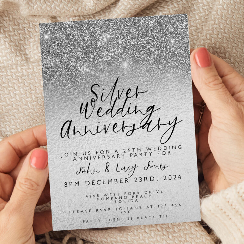 silver wedding anniversary invite