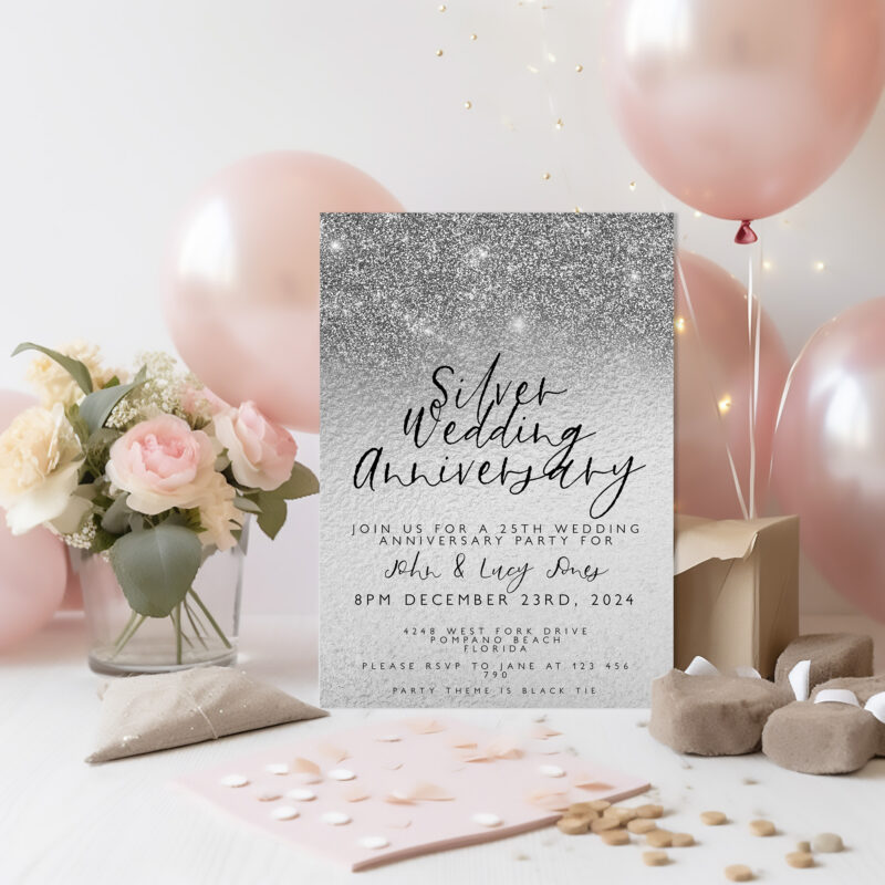 silver wedding anniversary invite