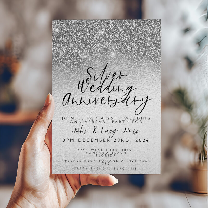 silver wedding anniversary invite