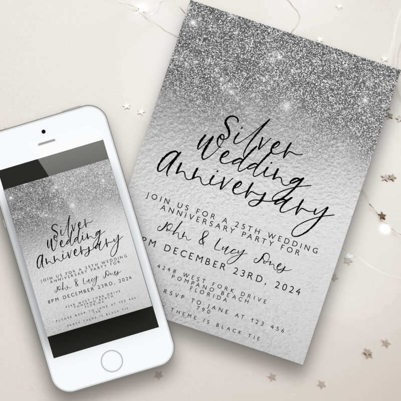 silver wedding anniversary invite