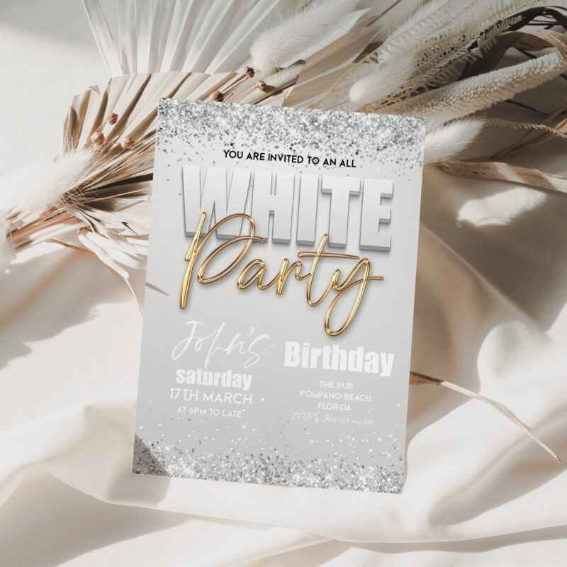 All White Party Invitation