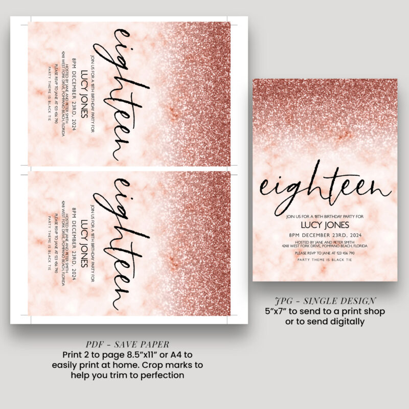 rose gold invite