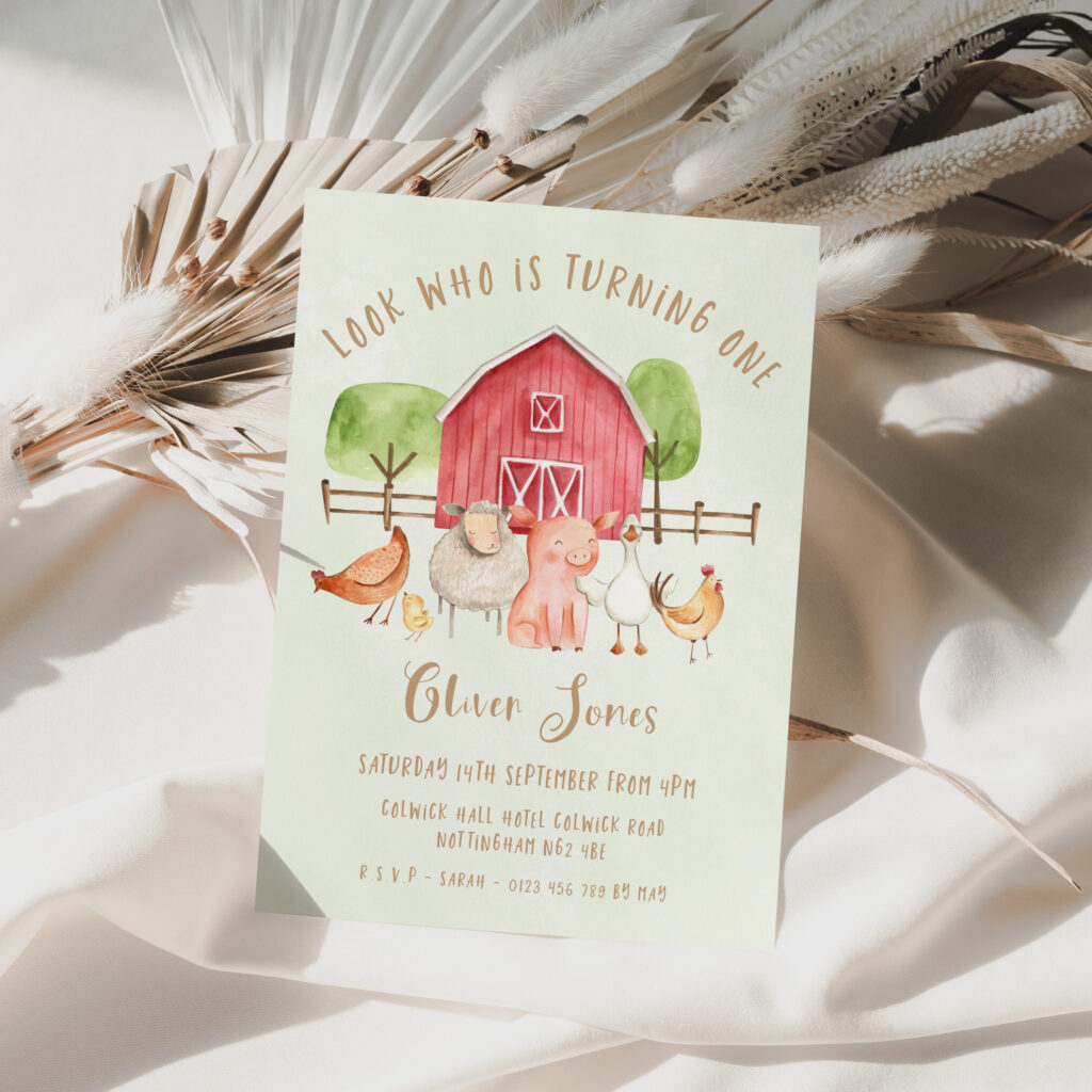 1st Birthday Farmyard Invitation