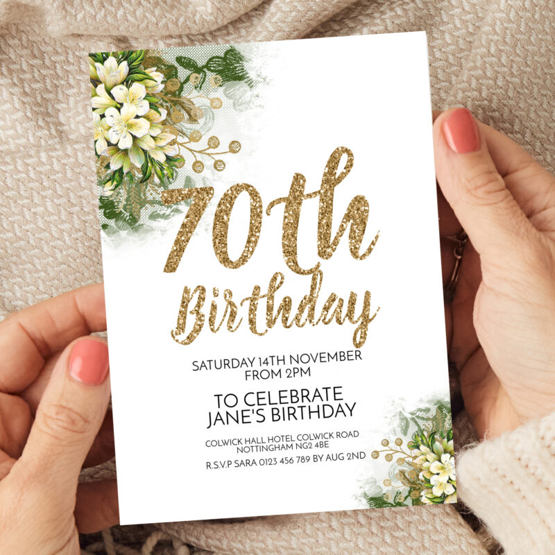 70th gold birthday invitation