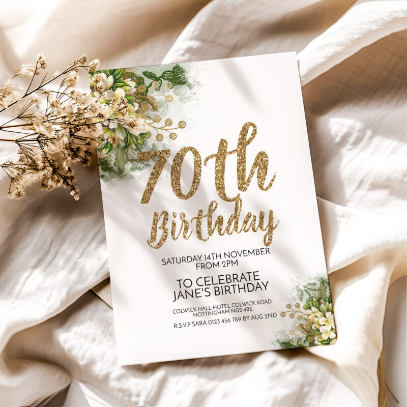 70th gold birthday invitation