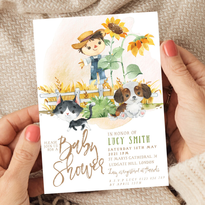 Cat and Dog Baby Shower Invitation 3