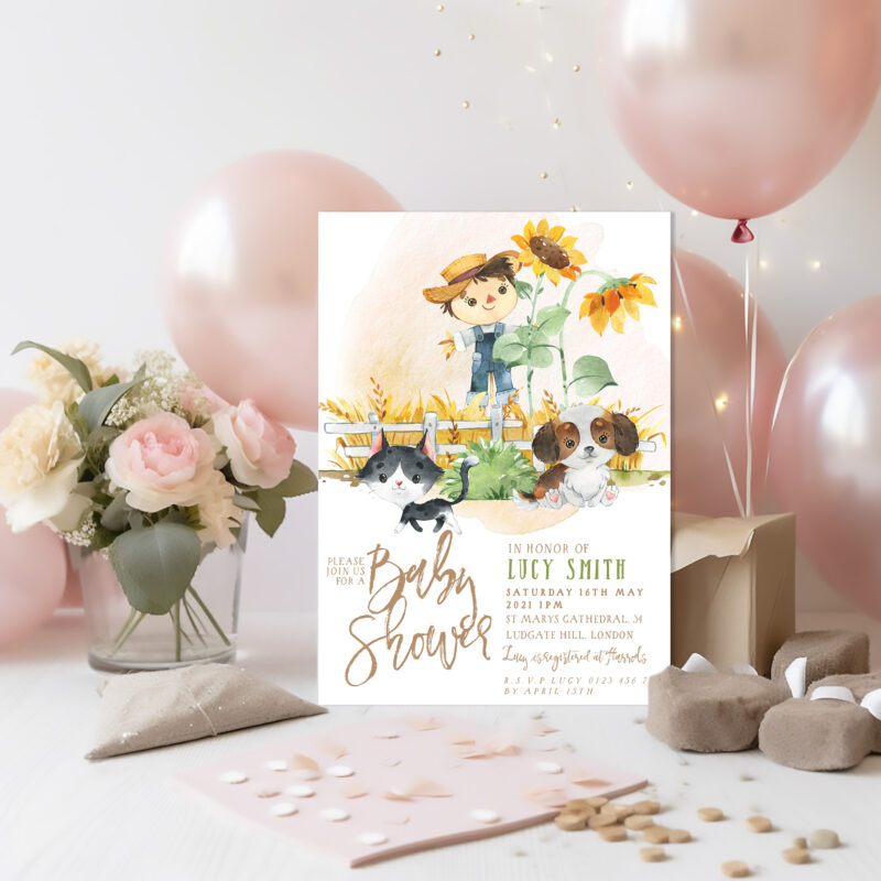 Cat and Dog Baby Shower Invitation 5