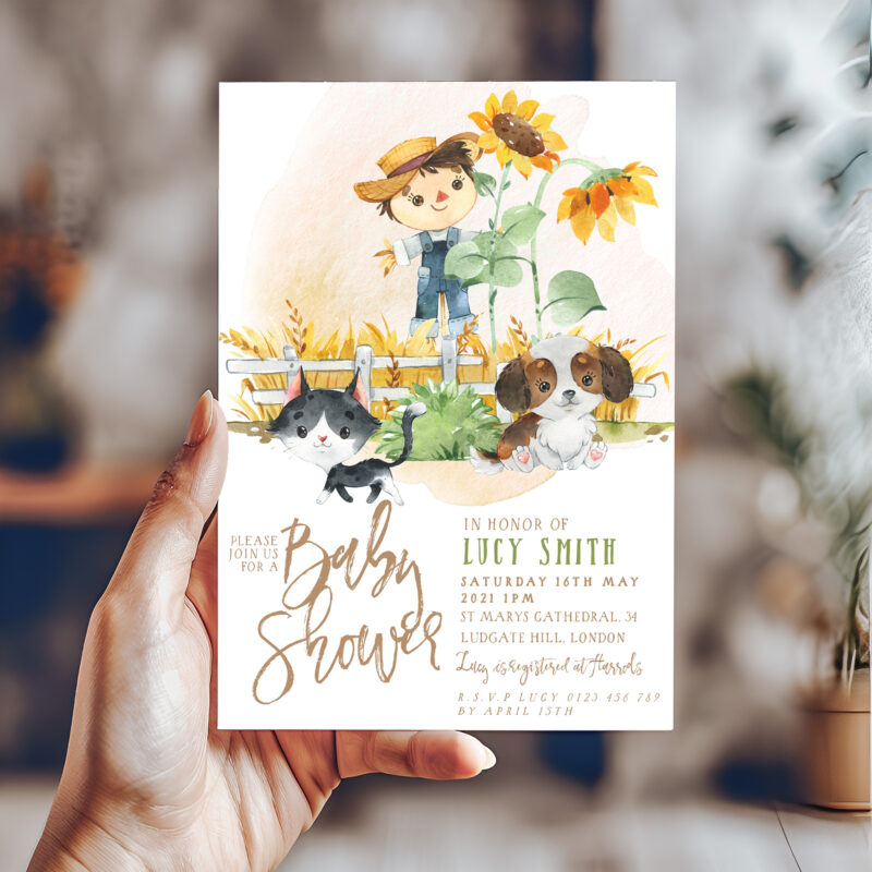 Cat and Dog Baby Shower Invitation 6