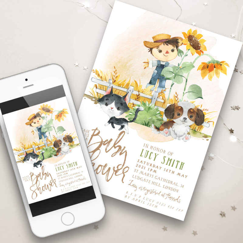 Cat and Dog Baby Shower Invitation 7