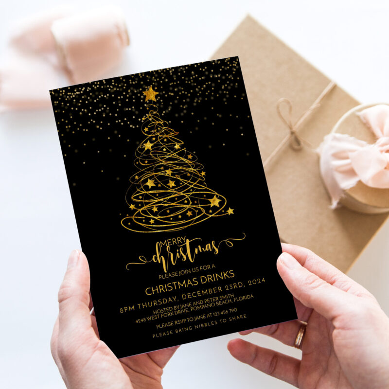 Christmas Black and Gold Invitation 2