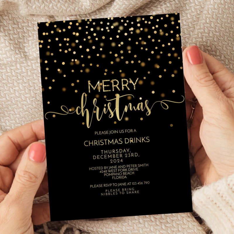 Christmas Black and Gold Invitation 3