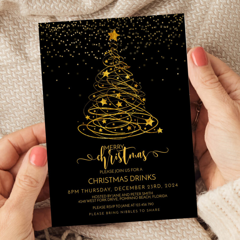 Christmas Black and Gold Invitation 3