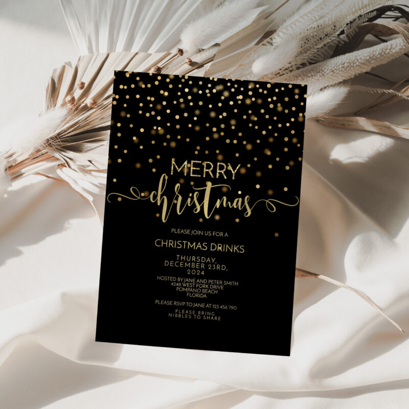 Christmas Black and Gold Invitation 4