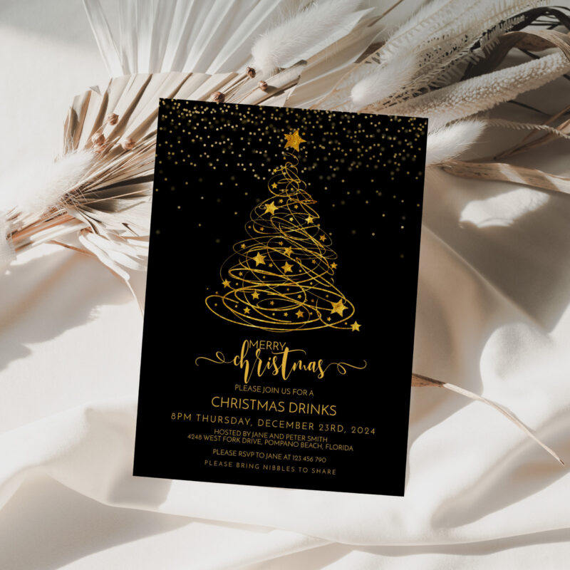 Christmas Black and Gold Invitation 4