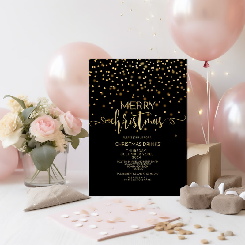 Christmas Black and Gold Invitation 5