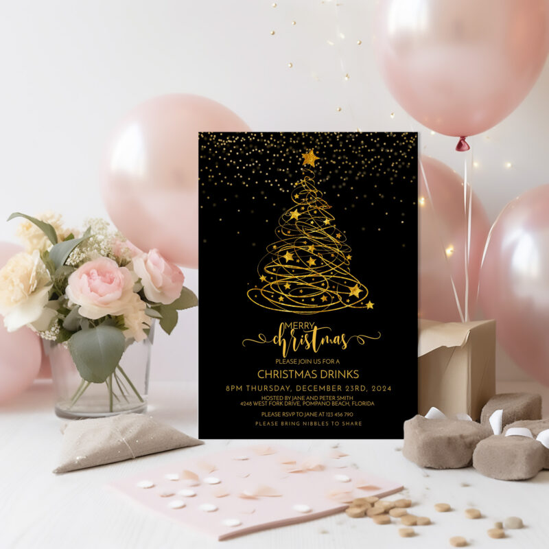 Christmas Black and Gold Invitation 5