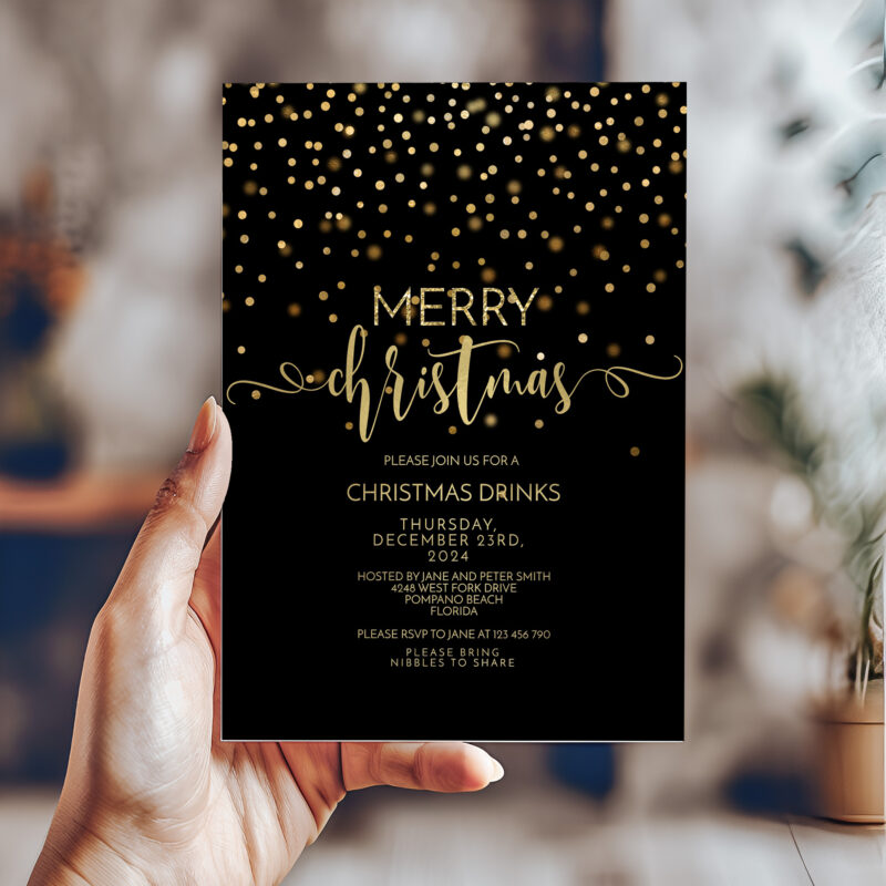 Christmas Black and Gold Invitation 6