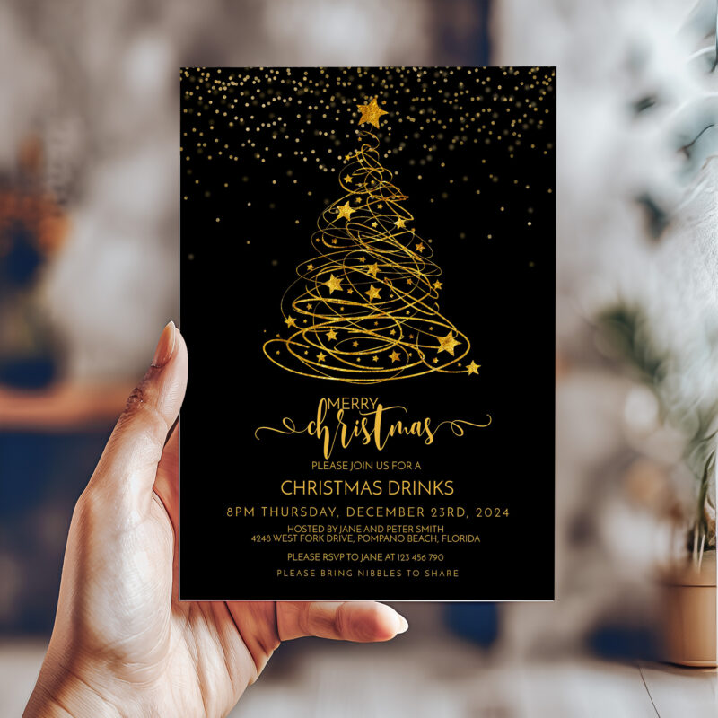 Christmas Black and Gold Invitation 6