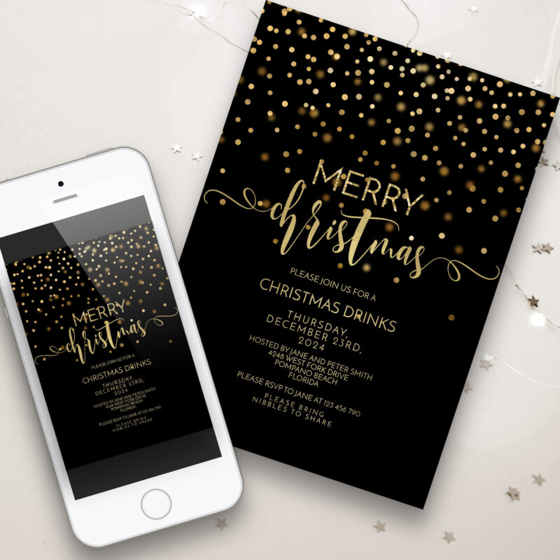 Christmas Black and Gold Invitation 7