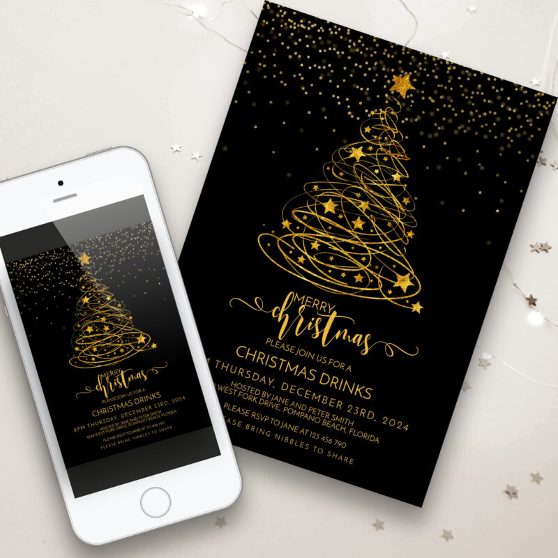 Christmas Black and Gold Invitation 7