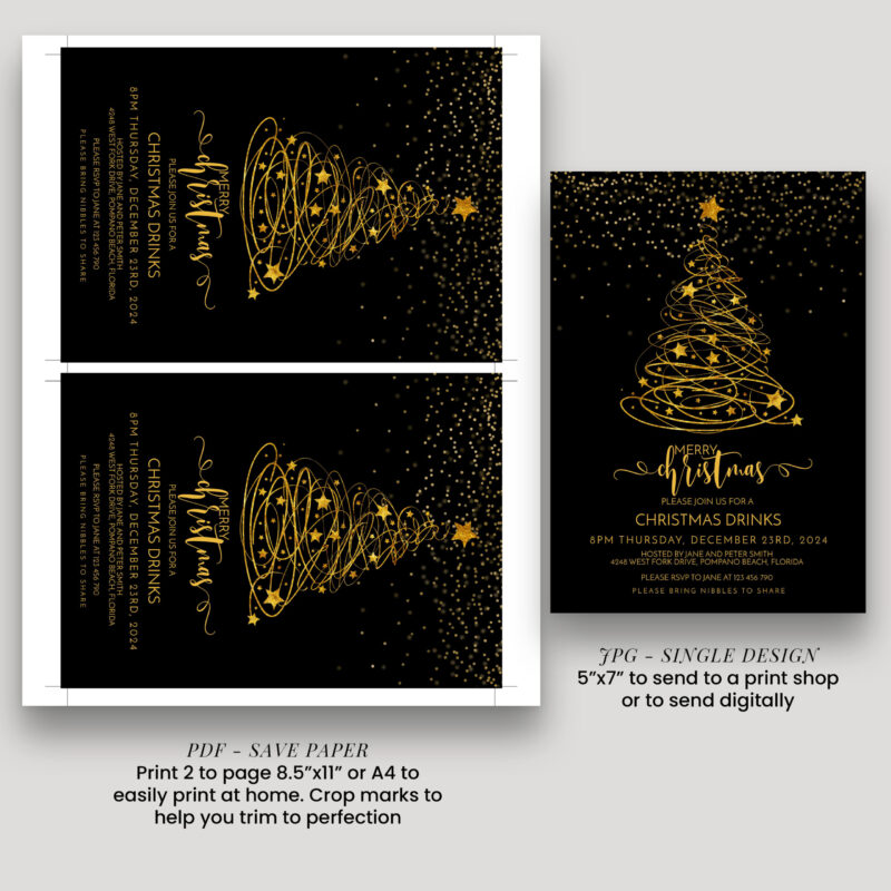 Christmas Black and Gold Invitation 8