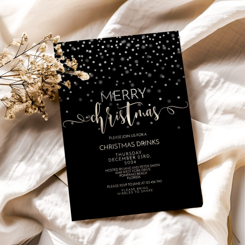 Christmas Black and Silver Invitation 1