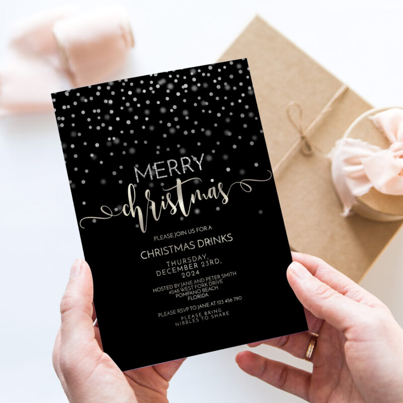 Christmas Black and Silver Invitation 2