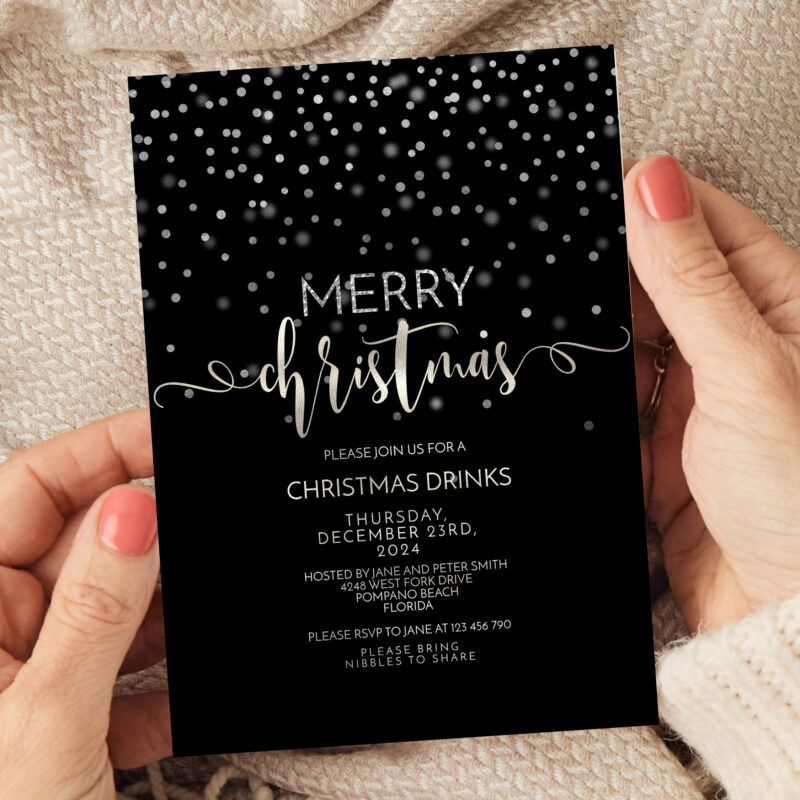 Christmas Black and Silver Invitation 3