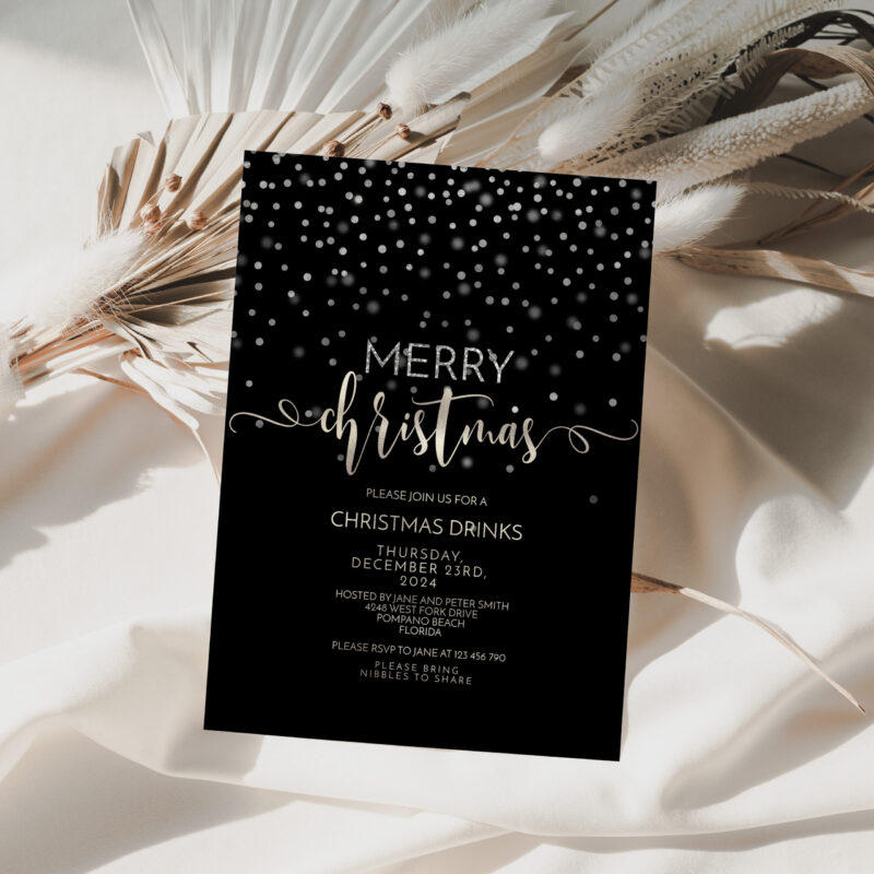 Christmas Black and Silver Invitation 4