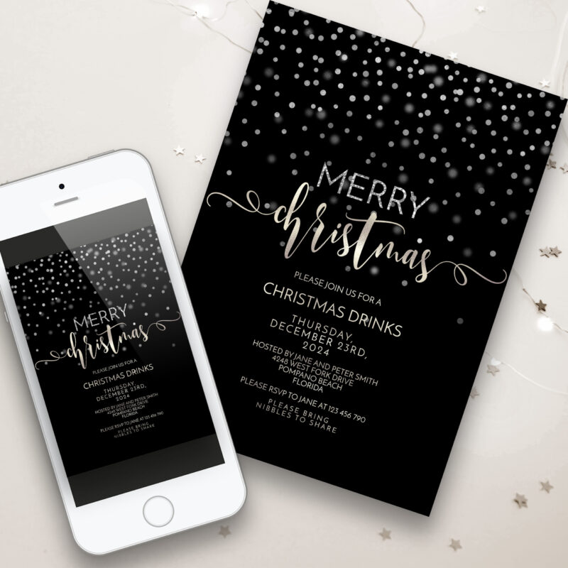 Christmas Black and Silver Invitation 7