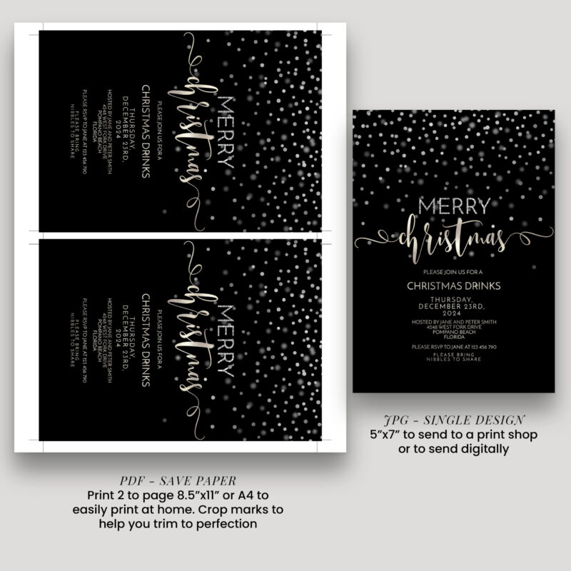 Christmas Black and Silver Invitation 8