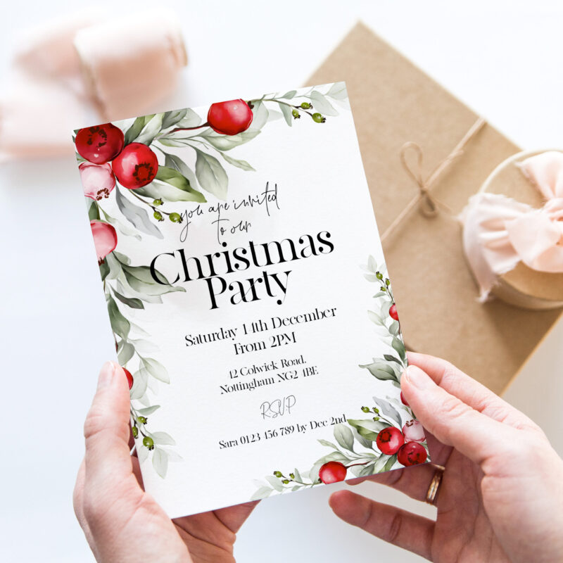 Christmas Party Berries Invitation 2