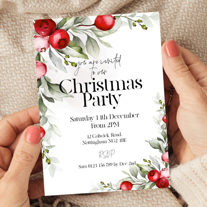 Christmas Party Berries Invitation 3