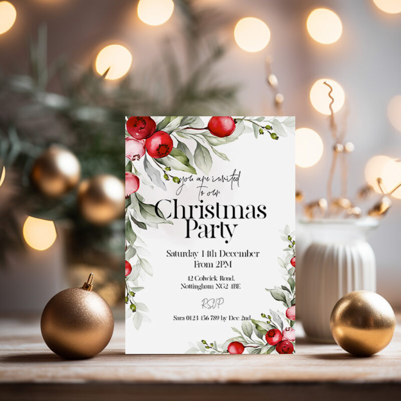 Christmas Party Berries Invitation 3