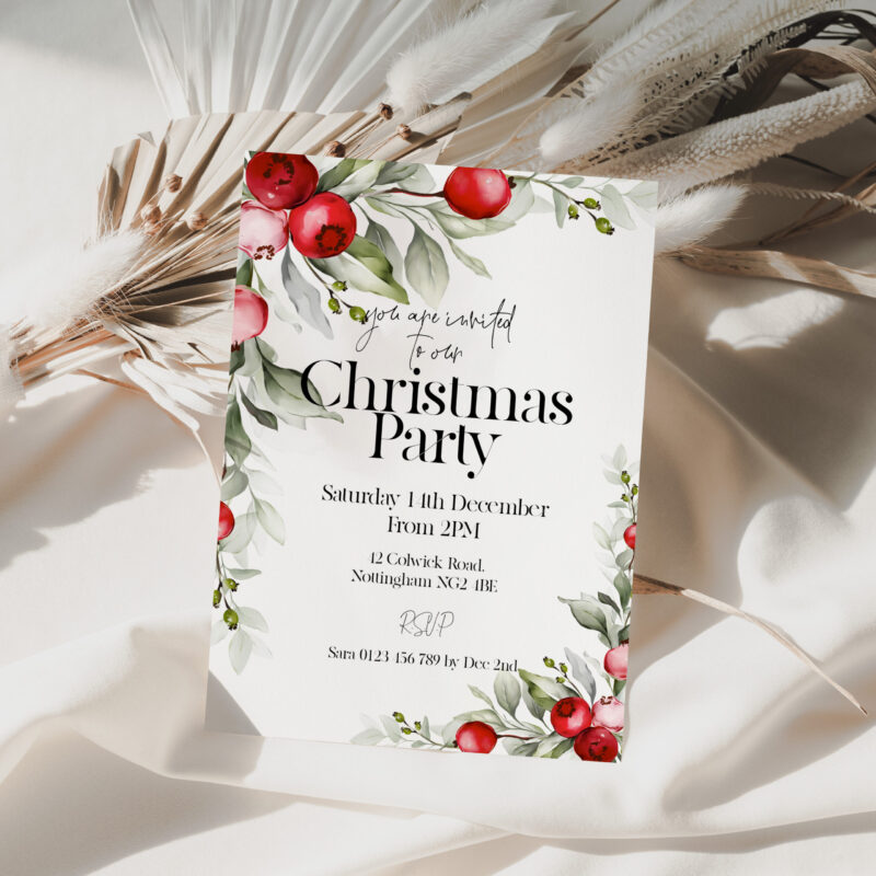 Christmas Party Berries Invitation 4