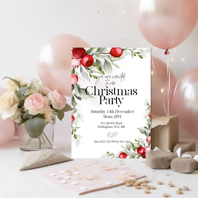 Christmas Party Berries Invitation 5