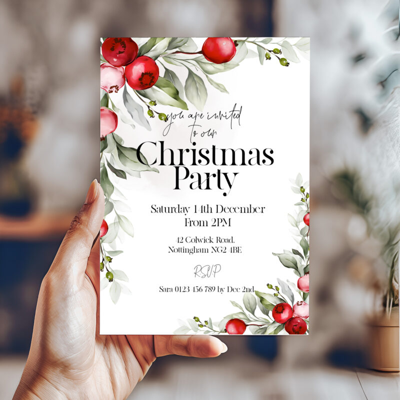 Christmas Party Berries Invitation 6