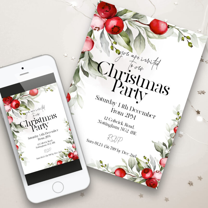 Christmas Party Berries Invitation 7