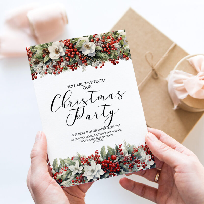 Christmas Party Floral Invitation 2