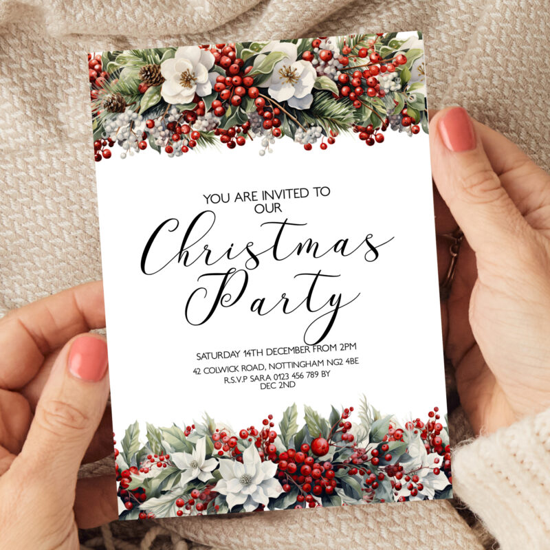 Christmas Party Floral Invitation 3