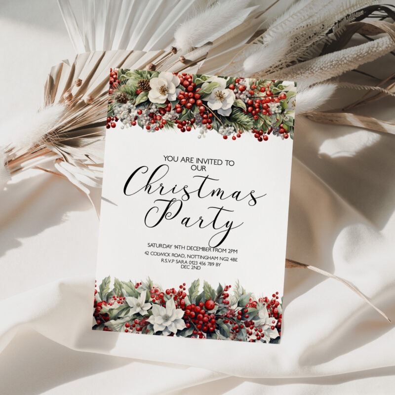 Christmas Party Floral Invitation 4