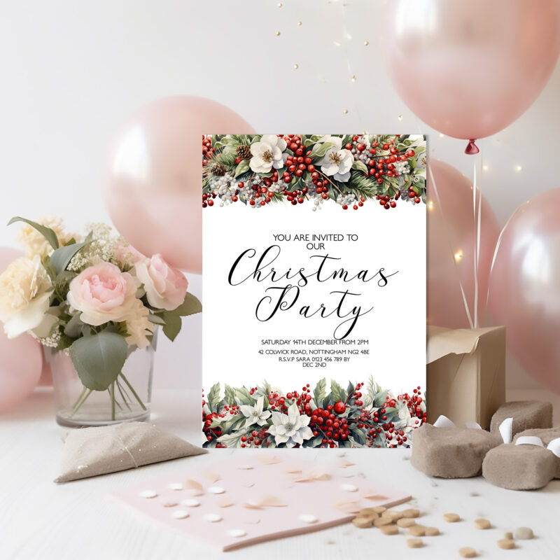 Christmas Party Floral Invitation 5