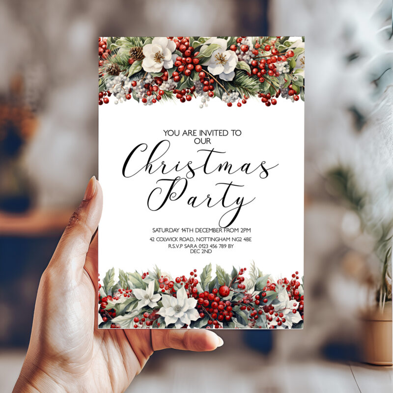 Christmas Party Floral Invitation 6