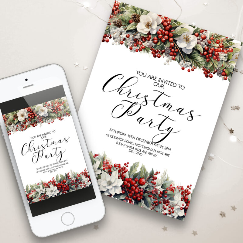 Christmas Party Floral Invitation 7