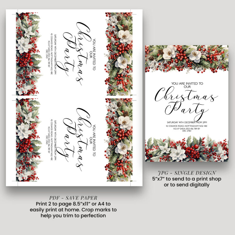 Christmas Party Floral Invitation 8