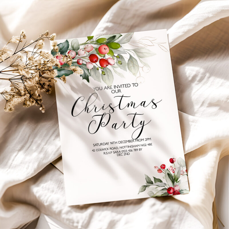 Christmas Party Foliage Invitation 1