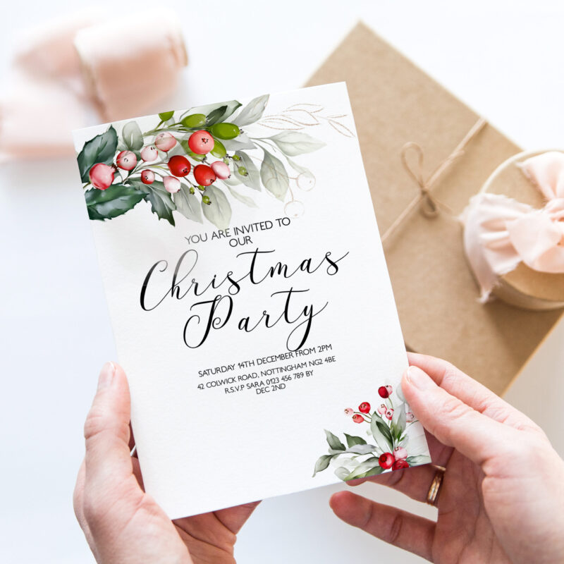 Christmas Party Foliage Invitation 2