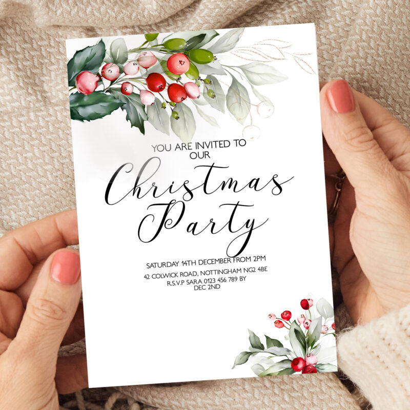 Christmas Party Foliage Invitation 3