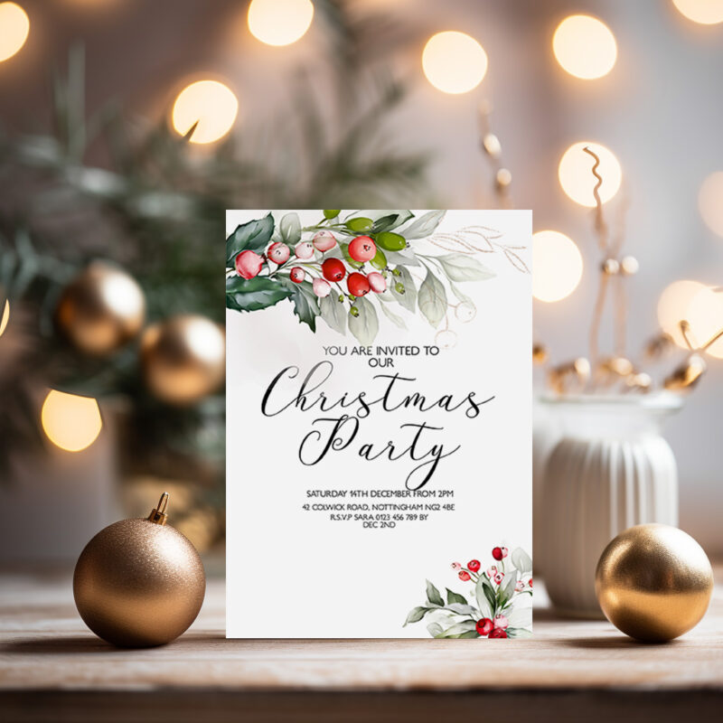 Christmas Party Foliage Invitation 3