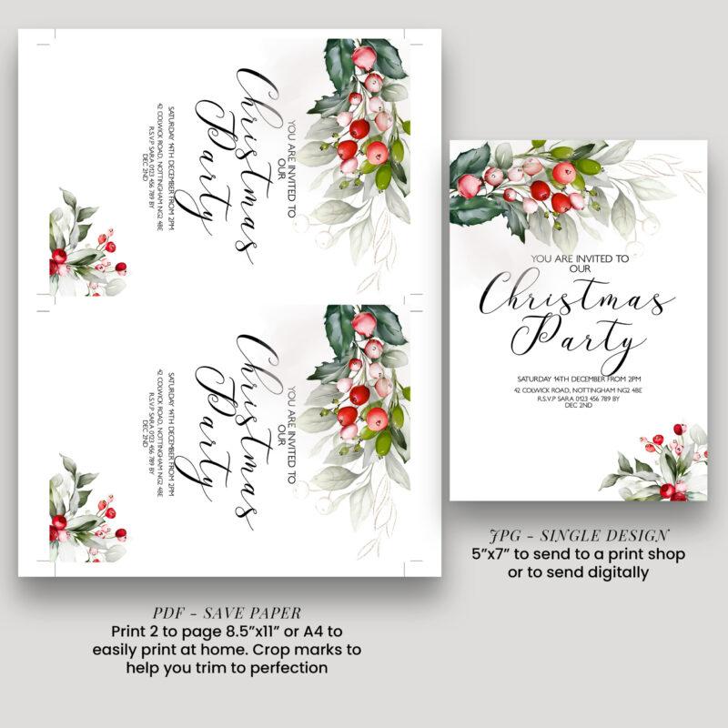 Christmas Party Foliage Invitation 8